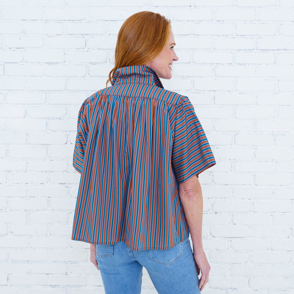Ellie Top Brown/Teal Stripe
