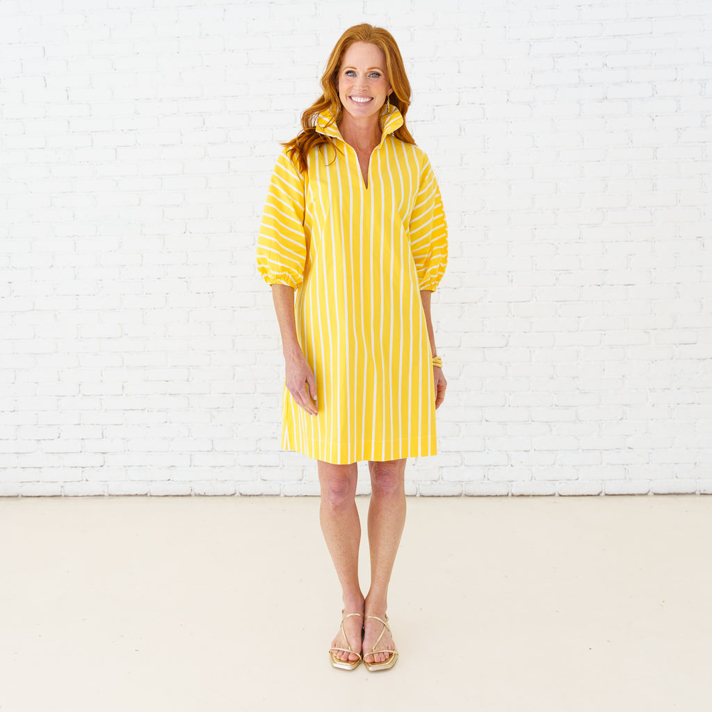 Caryn Lawn Sloane Dress Yellow Stripe