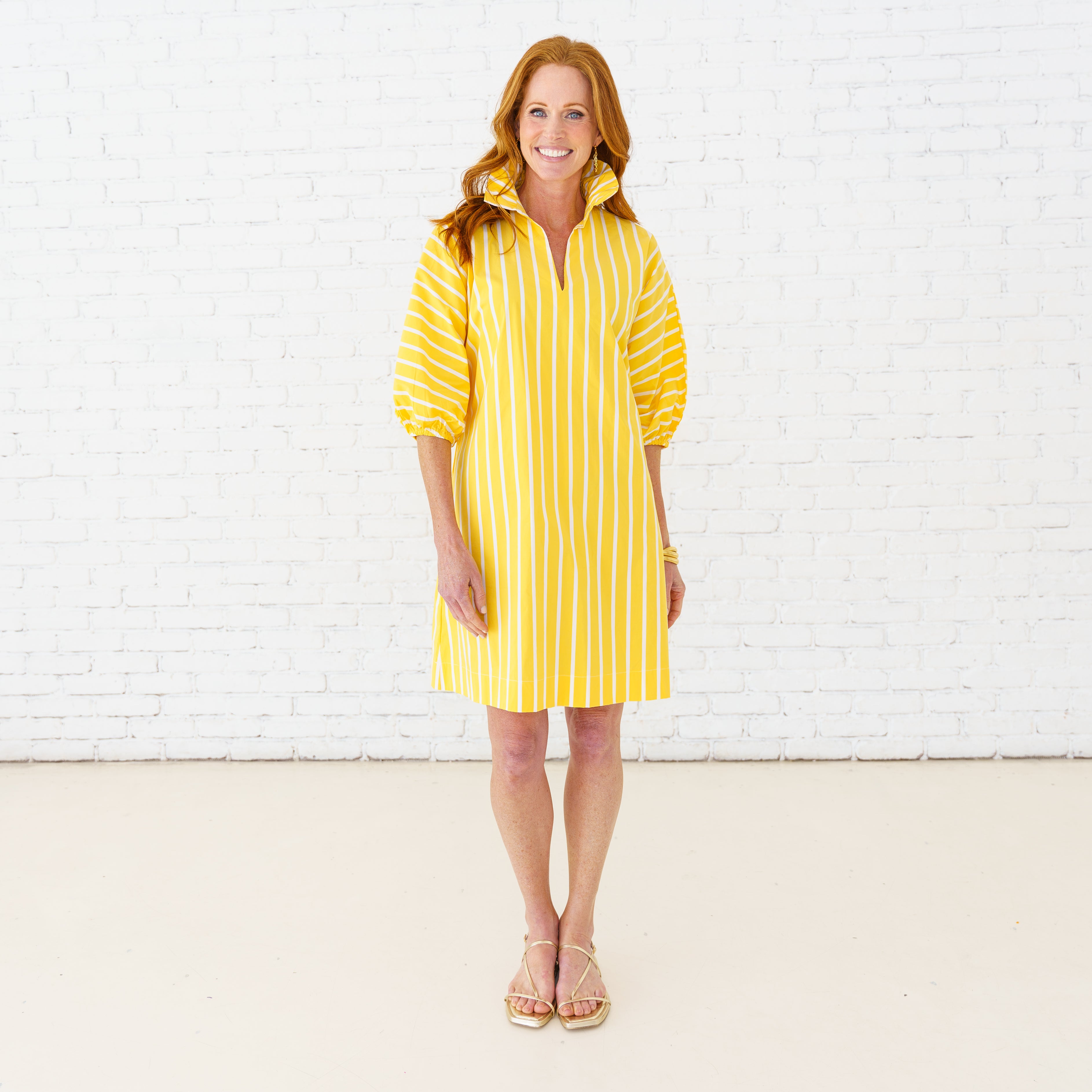 Caryn Lawn Sloane Dress Yellow Stripe