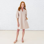 Caryn Lawn Sloane Dress Khaki Stripe