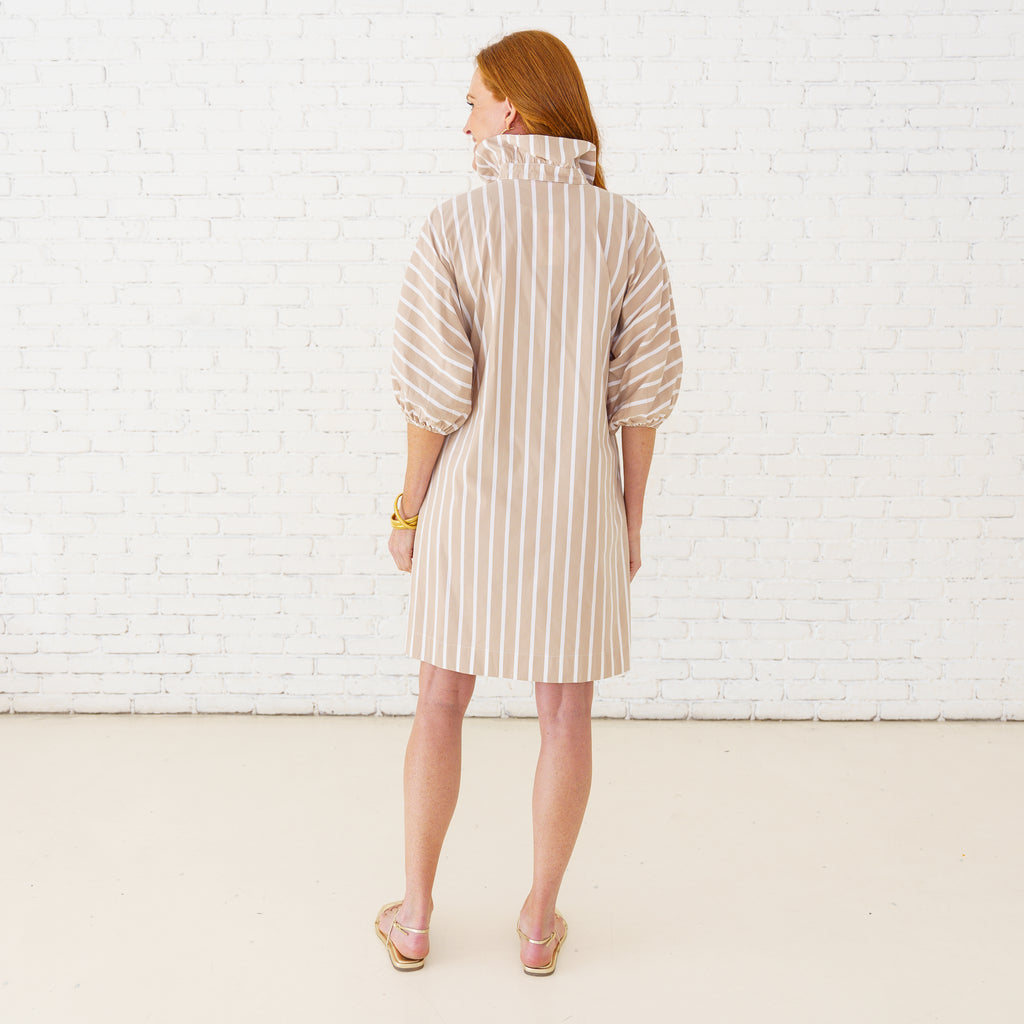Caryn Lawn Sloane Dress Khaki Stripe