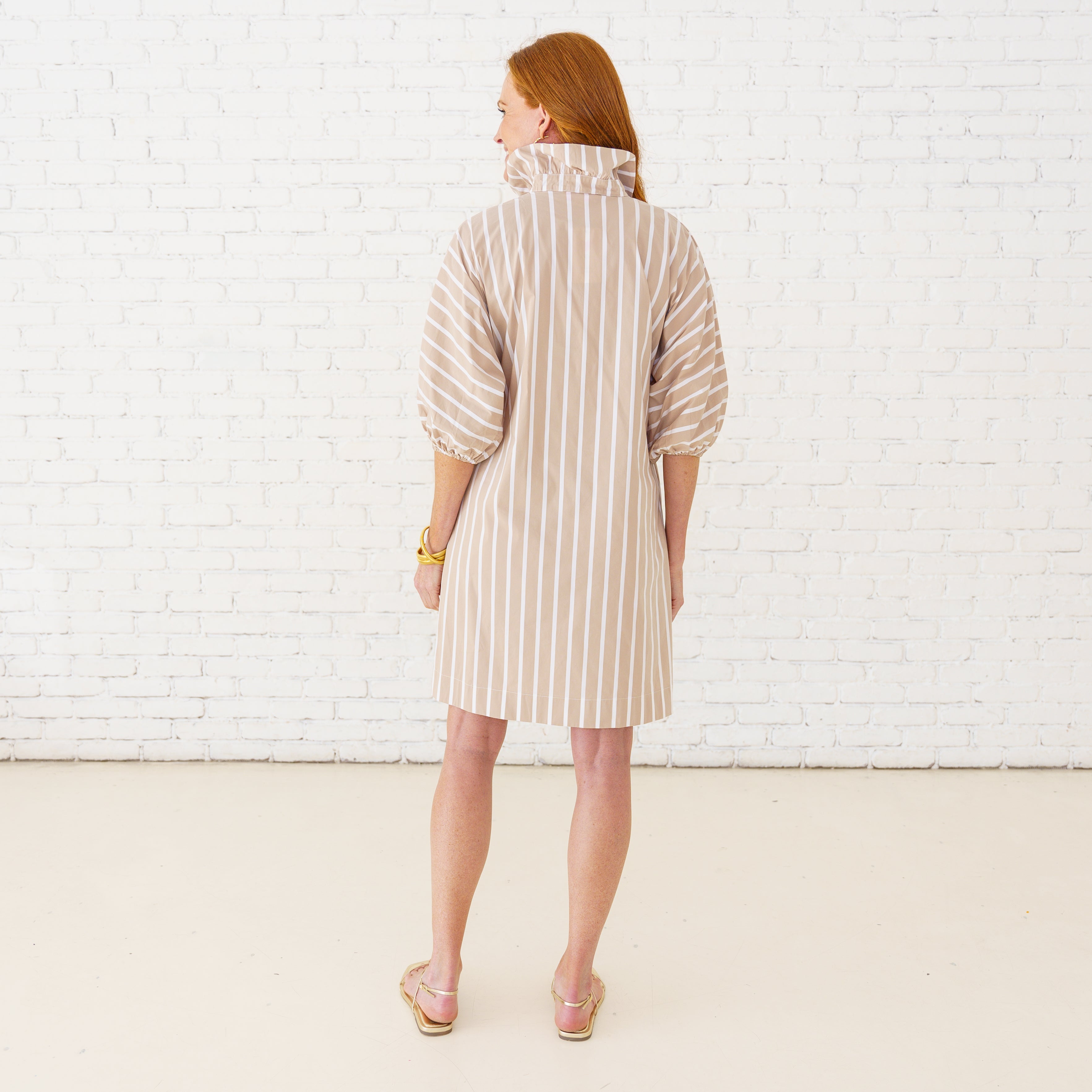 Caryn Lawn Sloane Dress Khaki Stripe