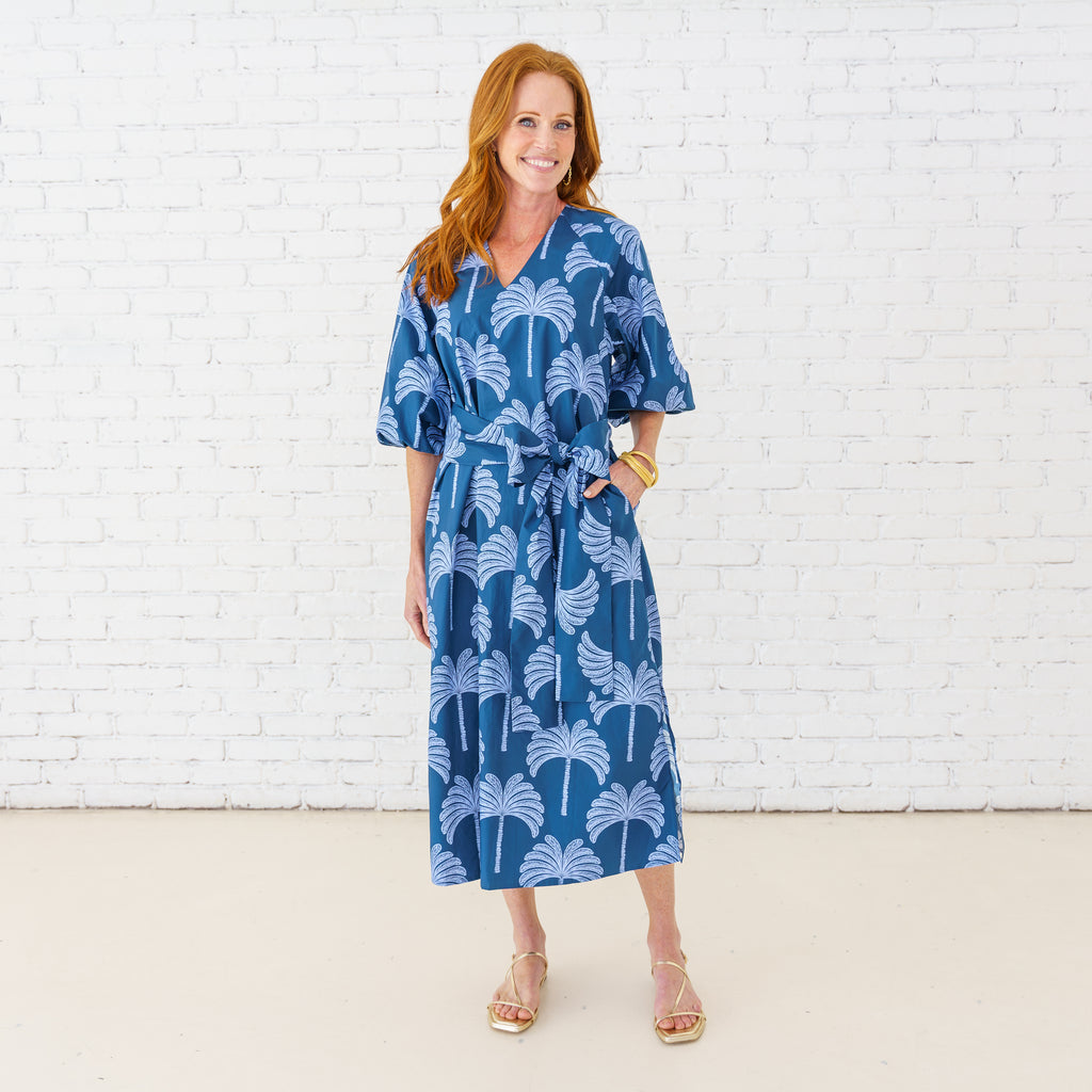 Caryn Lawn Coco Dress Navy Palm