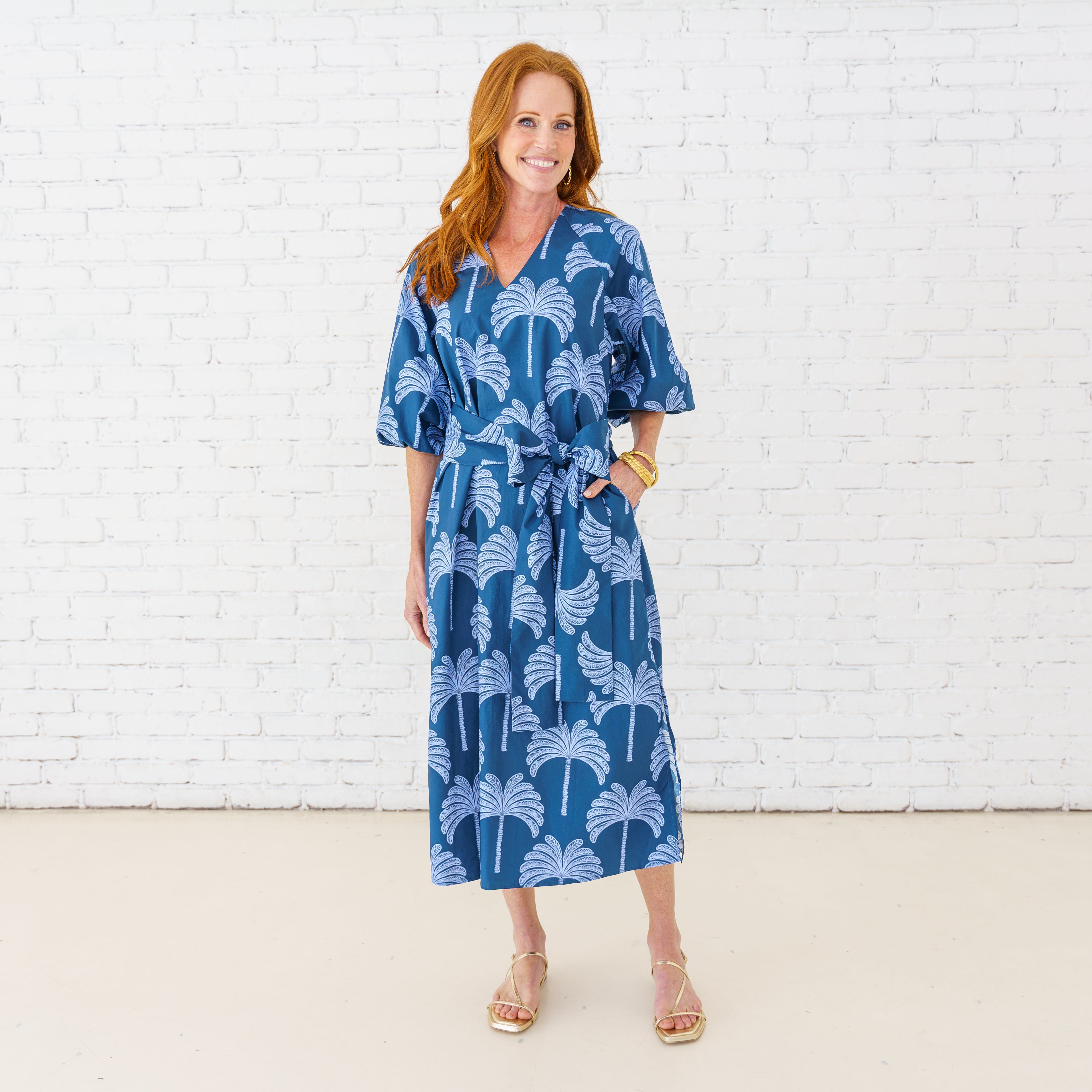 Caryn Lawn Coco Dress Navy Palm