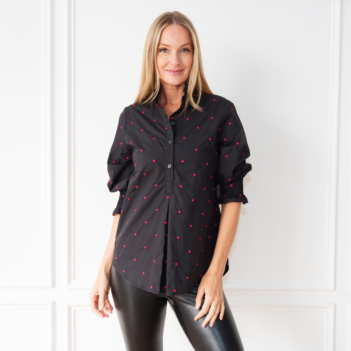 Kimberly Polkadot Top Black