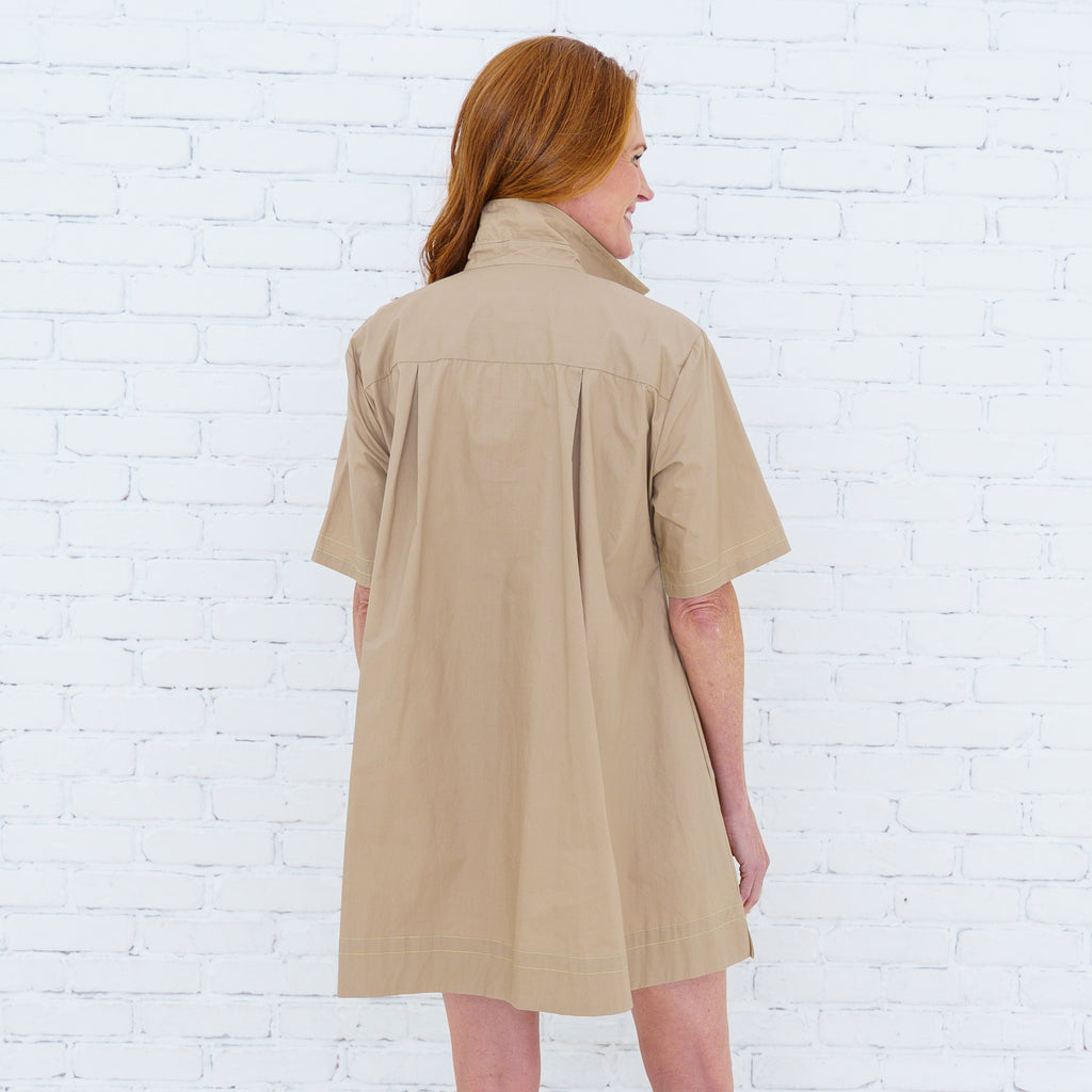 Penny Trim Dress Khaki