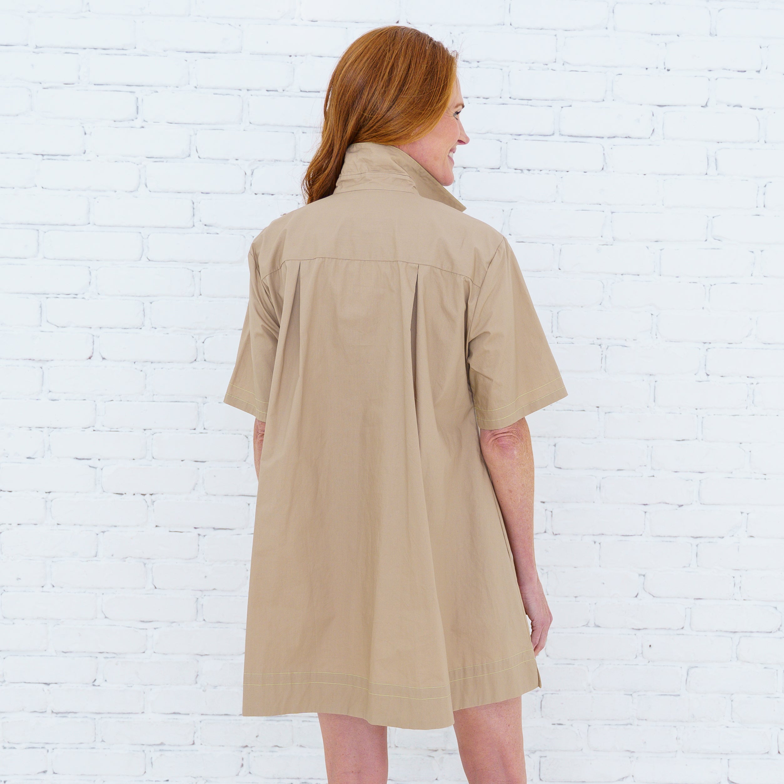 Penny Trim Dress Khaki
