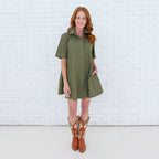 Penny Trim Dress Olive