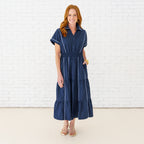 Caryn Lawn Cassie Dress Navy/Light Blue