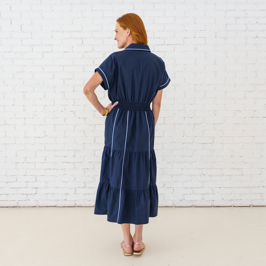 Caryn Lawn Cassie Dress Navy/Light Blue