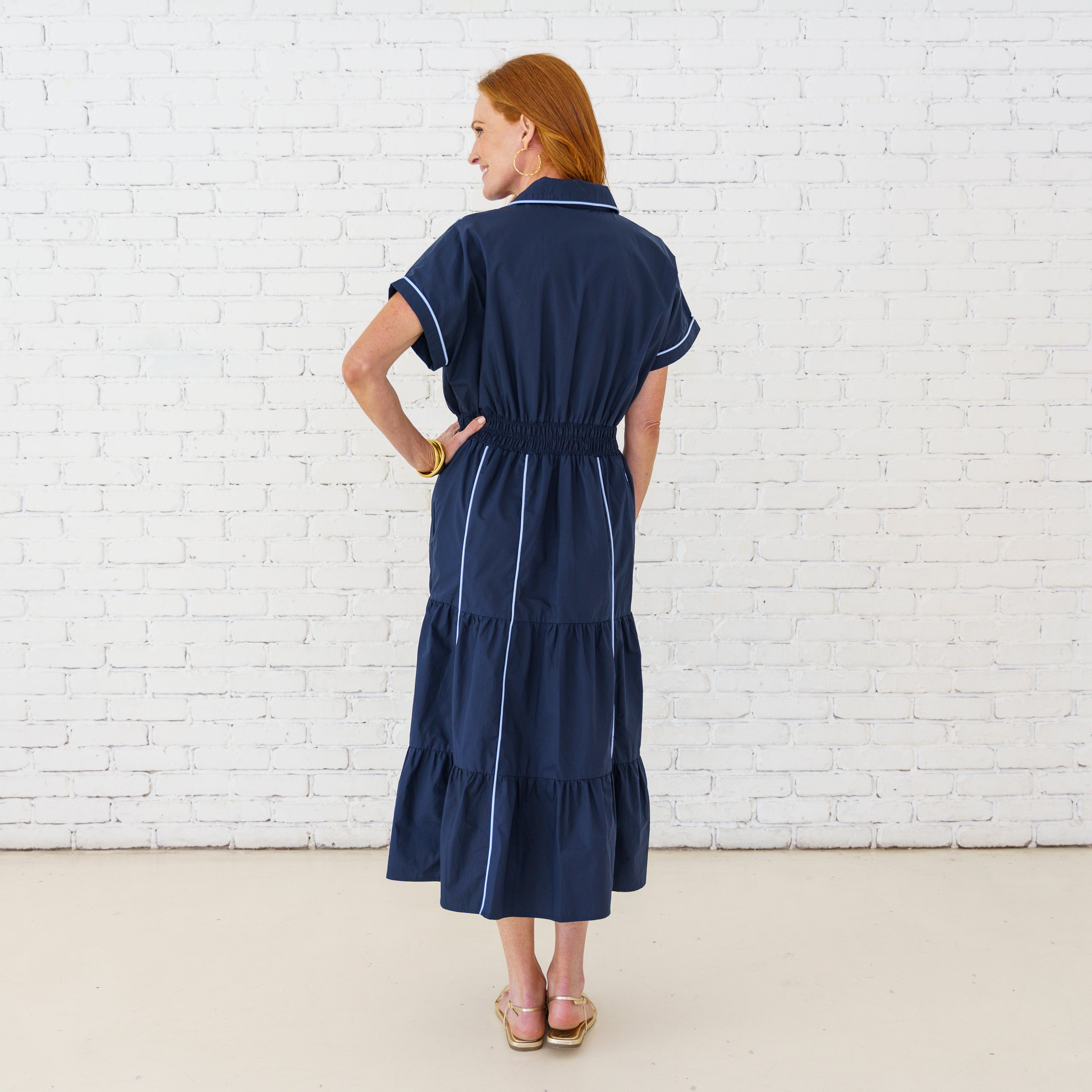 Caryn Lawn Cassie Dress Navy/Light Blue