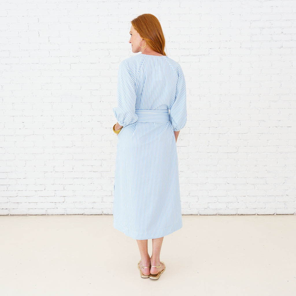 Caryn Lawn Coco Dress Seersucker Blue
