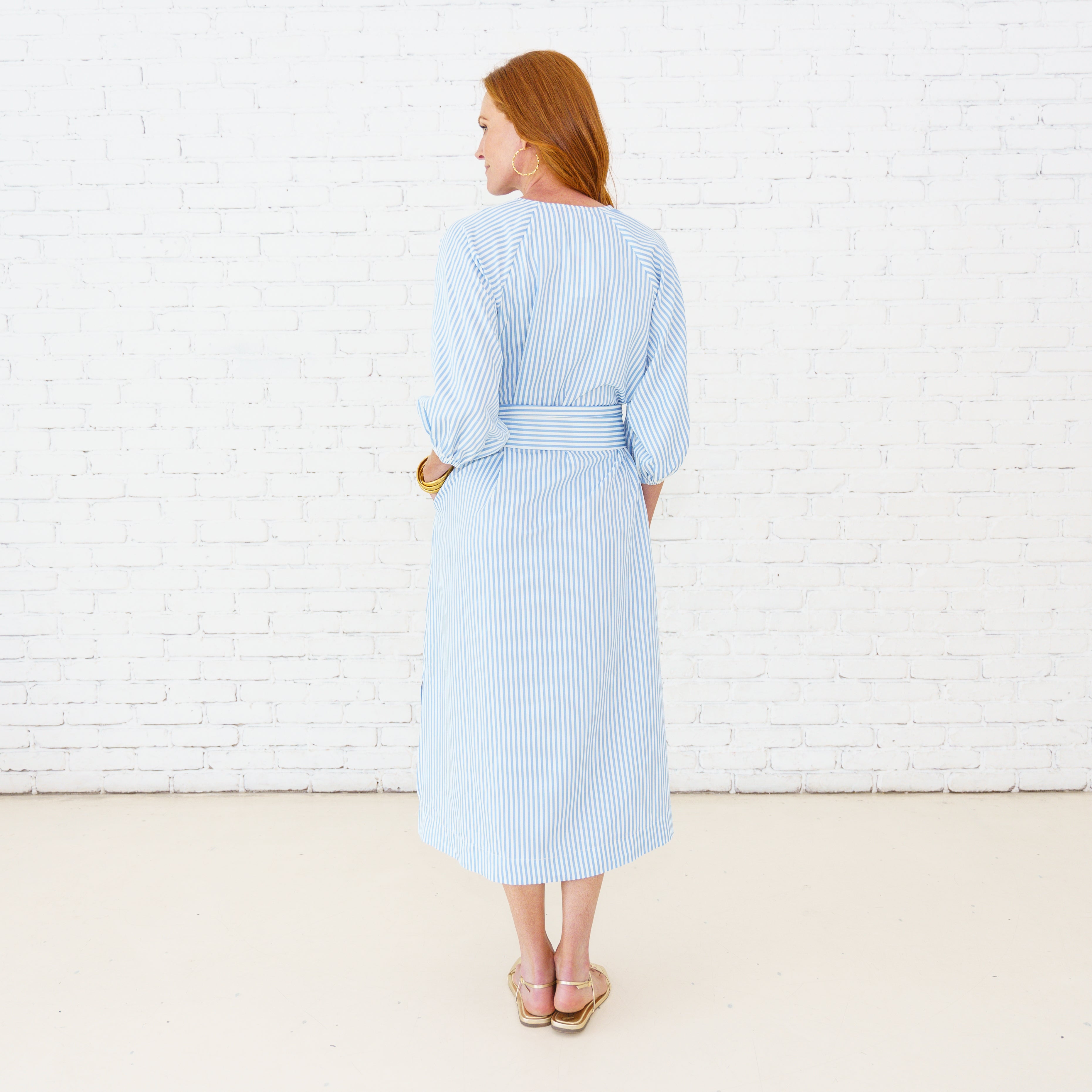 Caryn Lawn Coco Dress Seersucker Blue