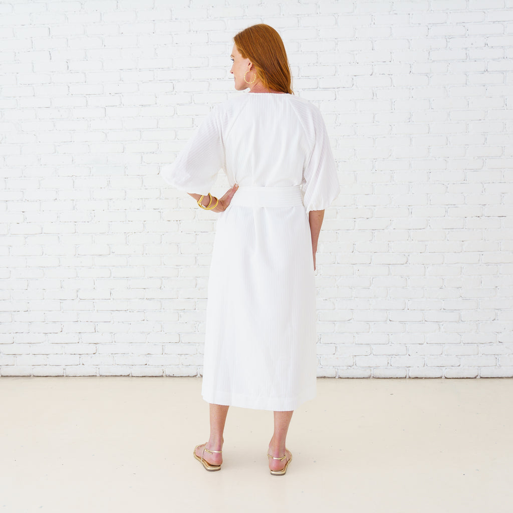 Caryn Lawn Coco Dress Seersucker White
