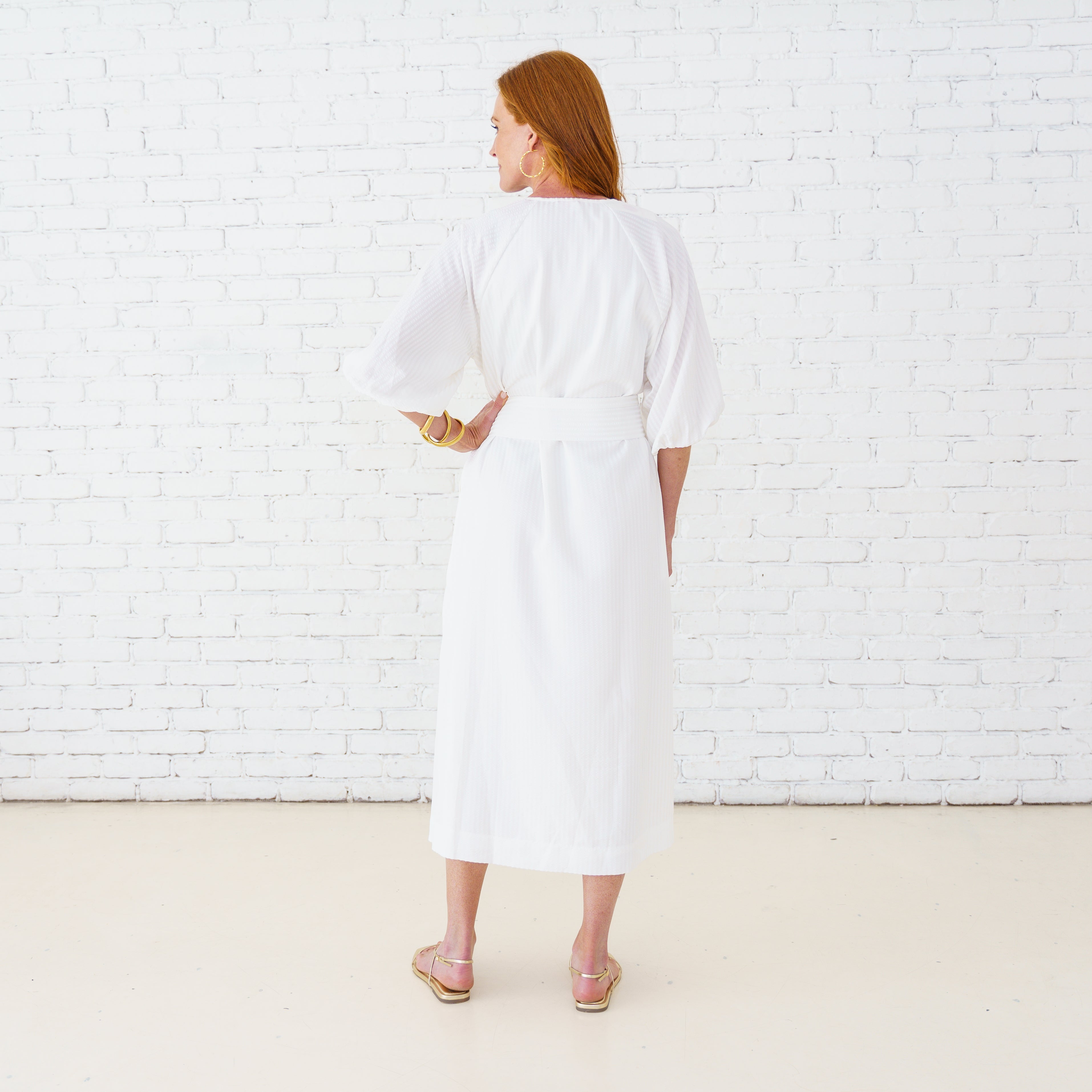Caryn Lawn Coco Dress Seersucker White
