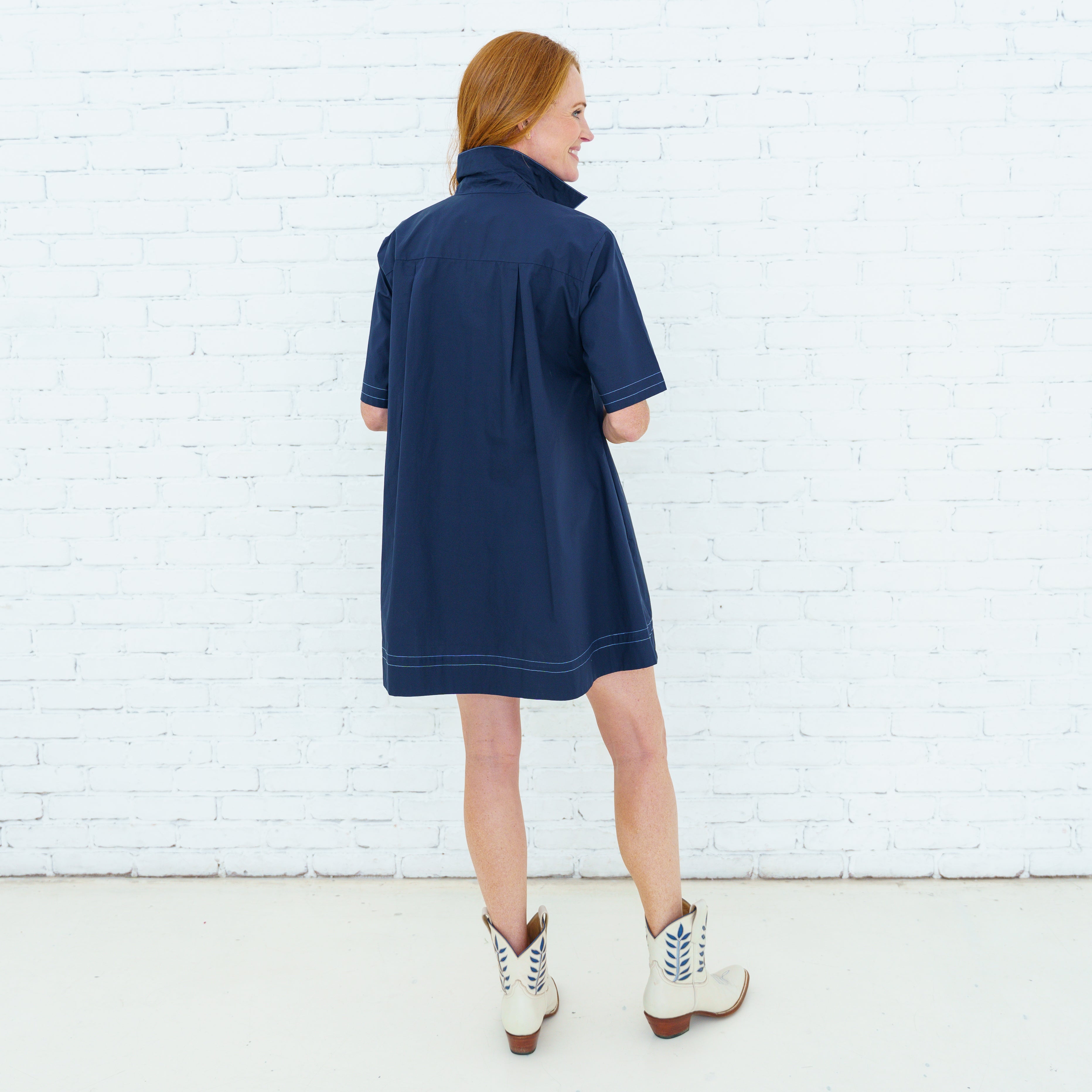 Penny Trim Dress Navy