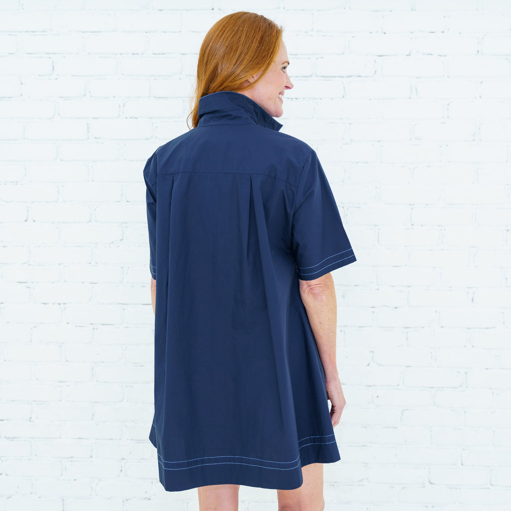 Penny Trim Dress Navy