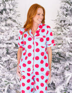 Caryn Lawn Blue/red polka dot Pj Set