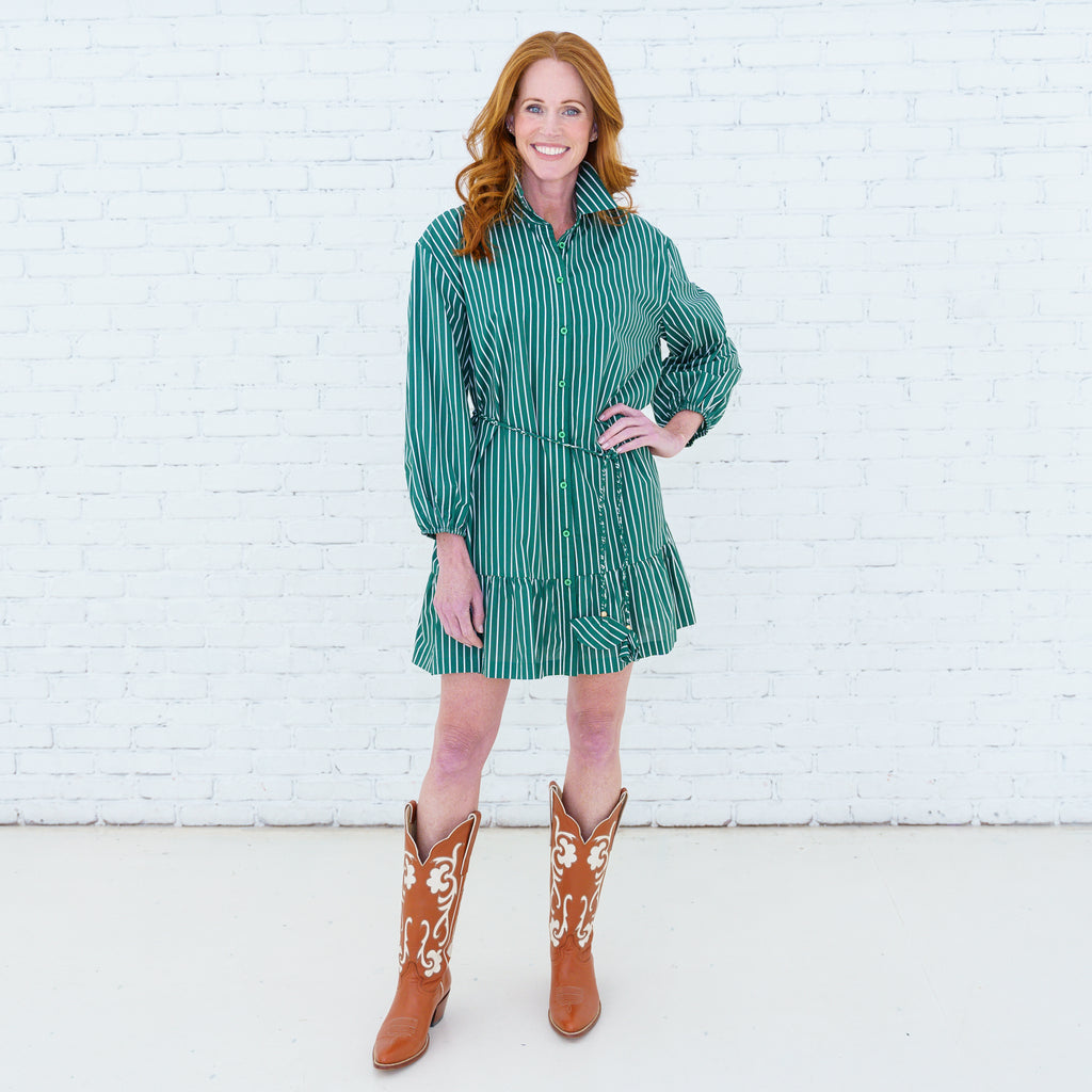 Dena Stripe Dress Forest