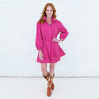Dena Stripe Dress Fuchsia