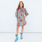 Ryan Bow Dress Khaki Floral
