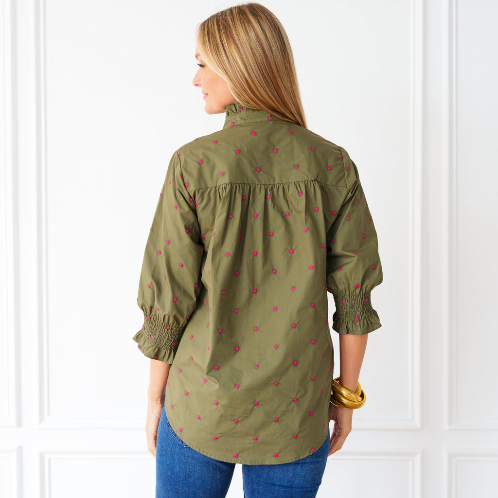 Kimberly Polkadot Top Olive