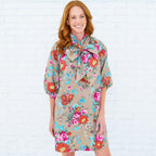 Ryan Bow Dress Khaki Floral