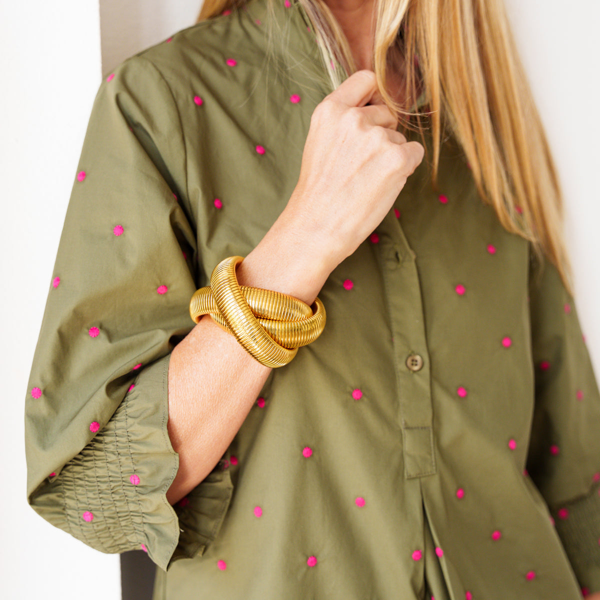 Kimberly Polkadot Top Olive