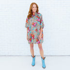 Ryan Bow Dress Khaki Floral