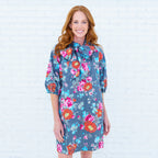 Ryan Bow Dress Grey Floral