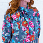Ryan Bow Dress Grey Floral