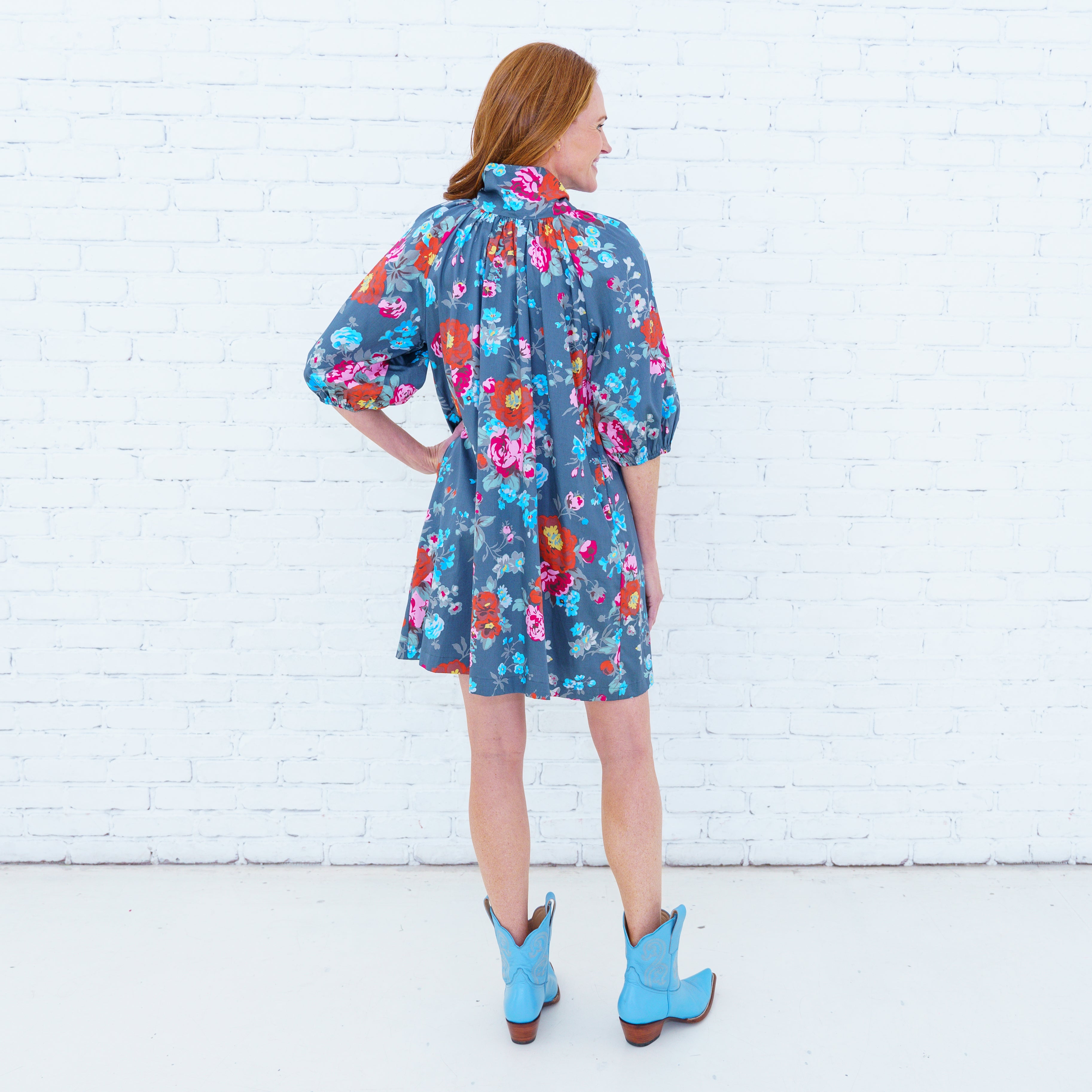 Ryan Bow Dress Grey Floral