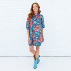 Ryan Bow Dress Grey Floral