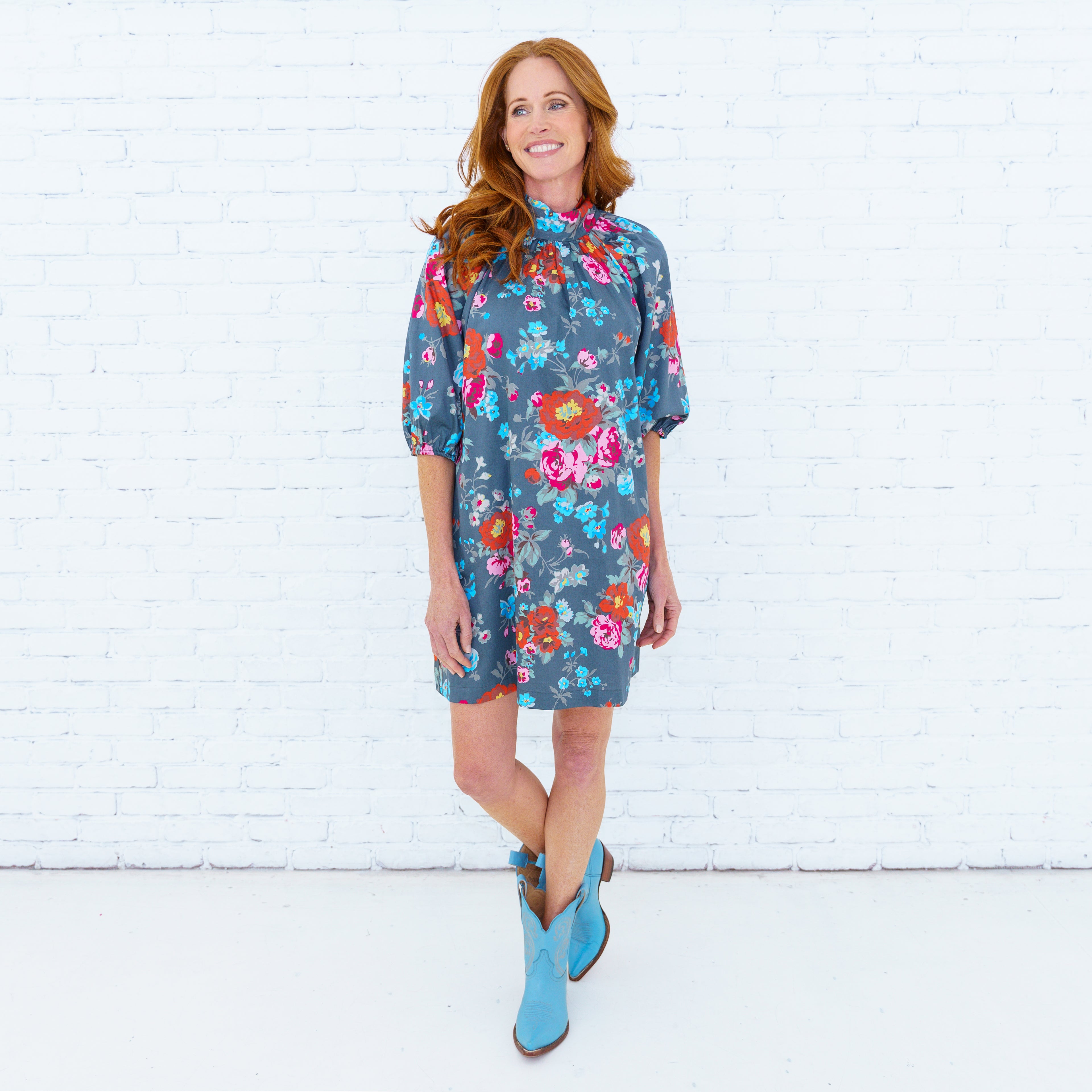 Ryan Bow Dress Grey Floral