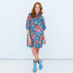 Ryan Bow Dress Grey Floral