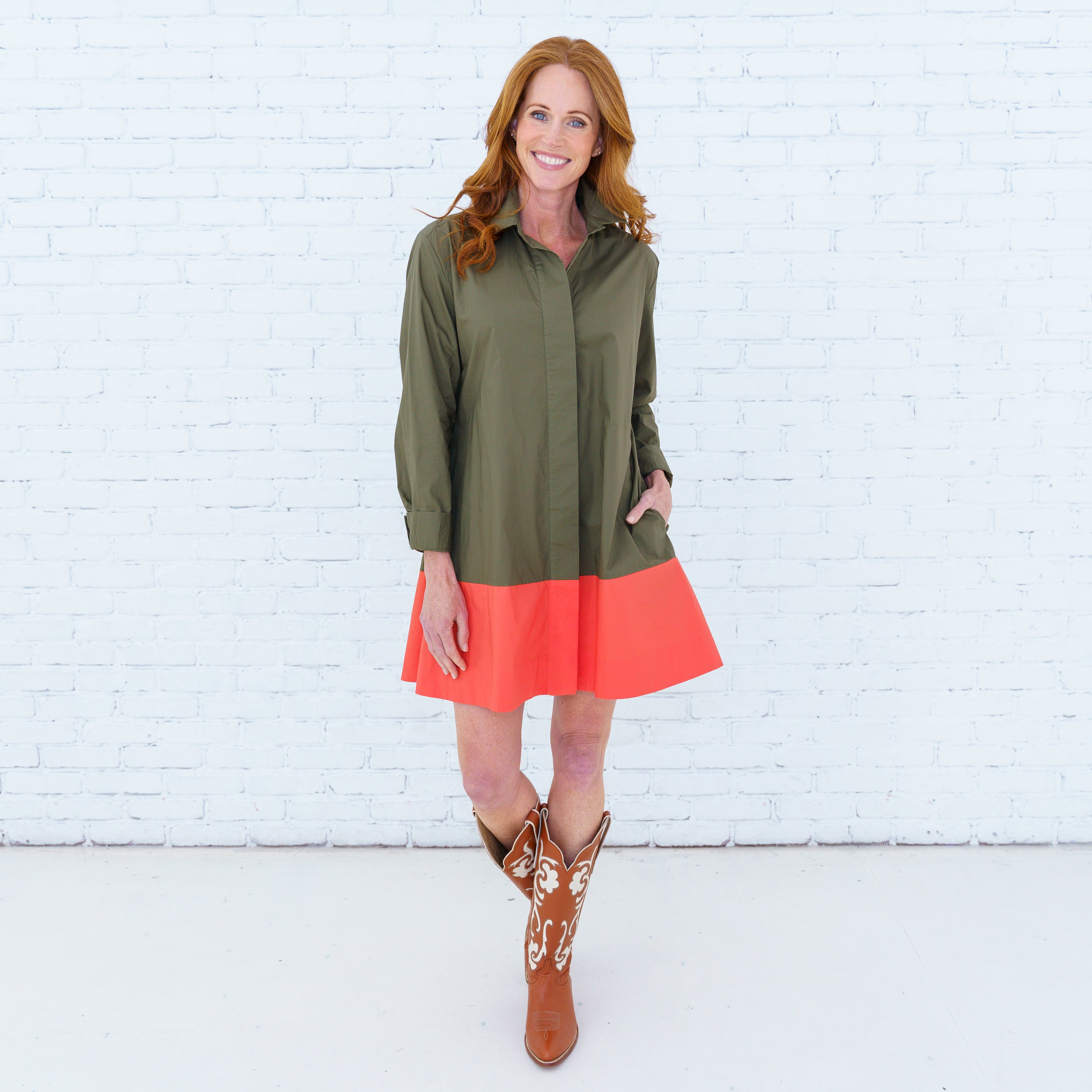 Mini Mimi Dress Olive/Coral