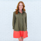 Mini Mimi Dress Olive/Coral