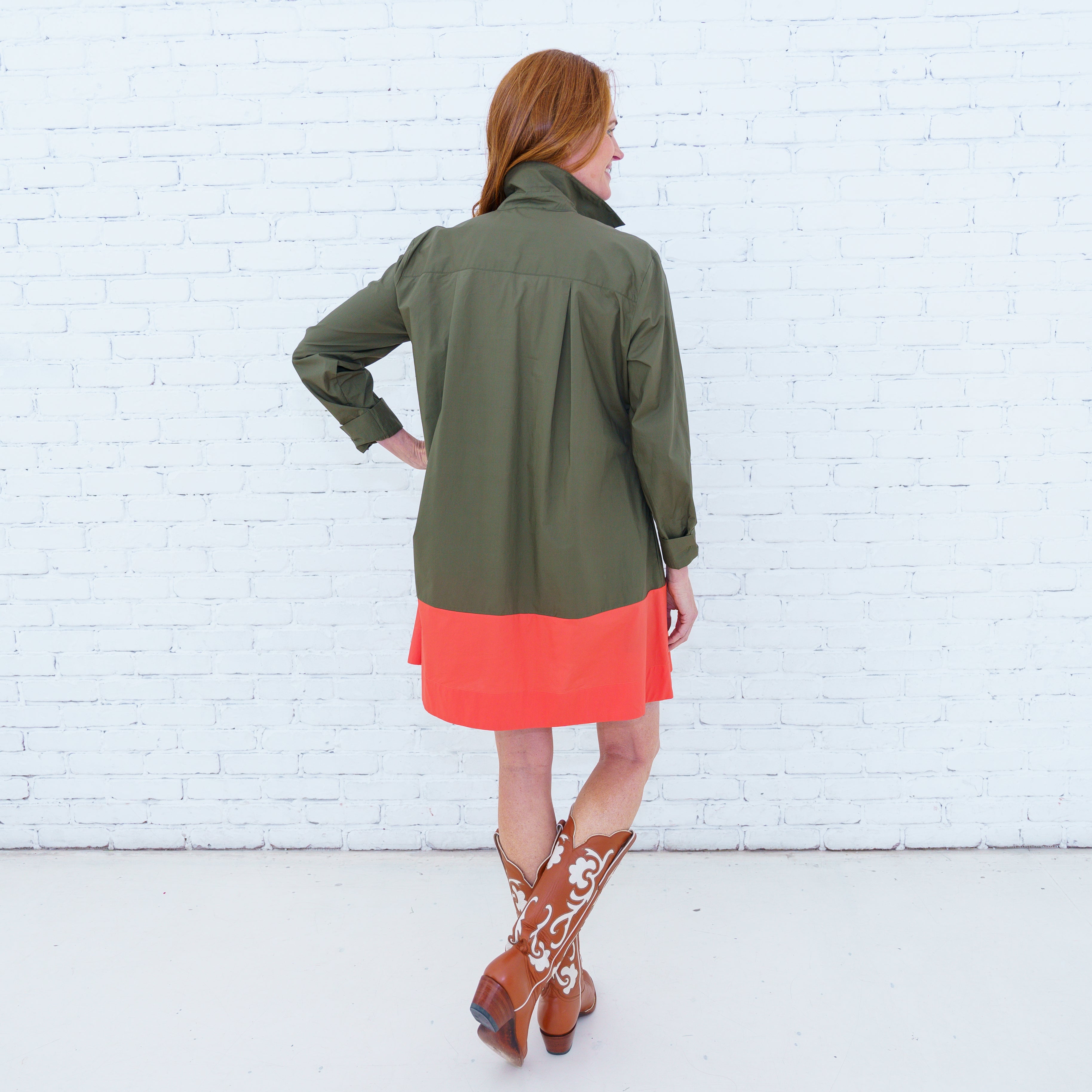 Mini Mimi Dress Olive/Coral