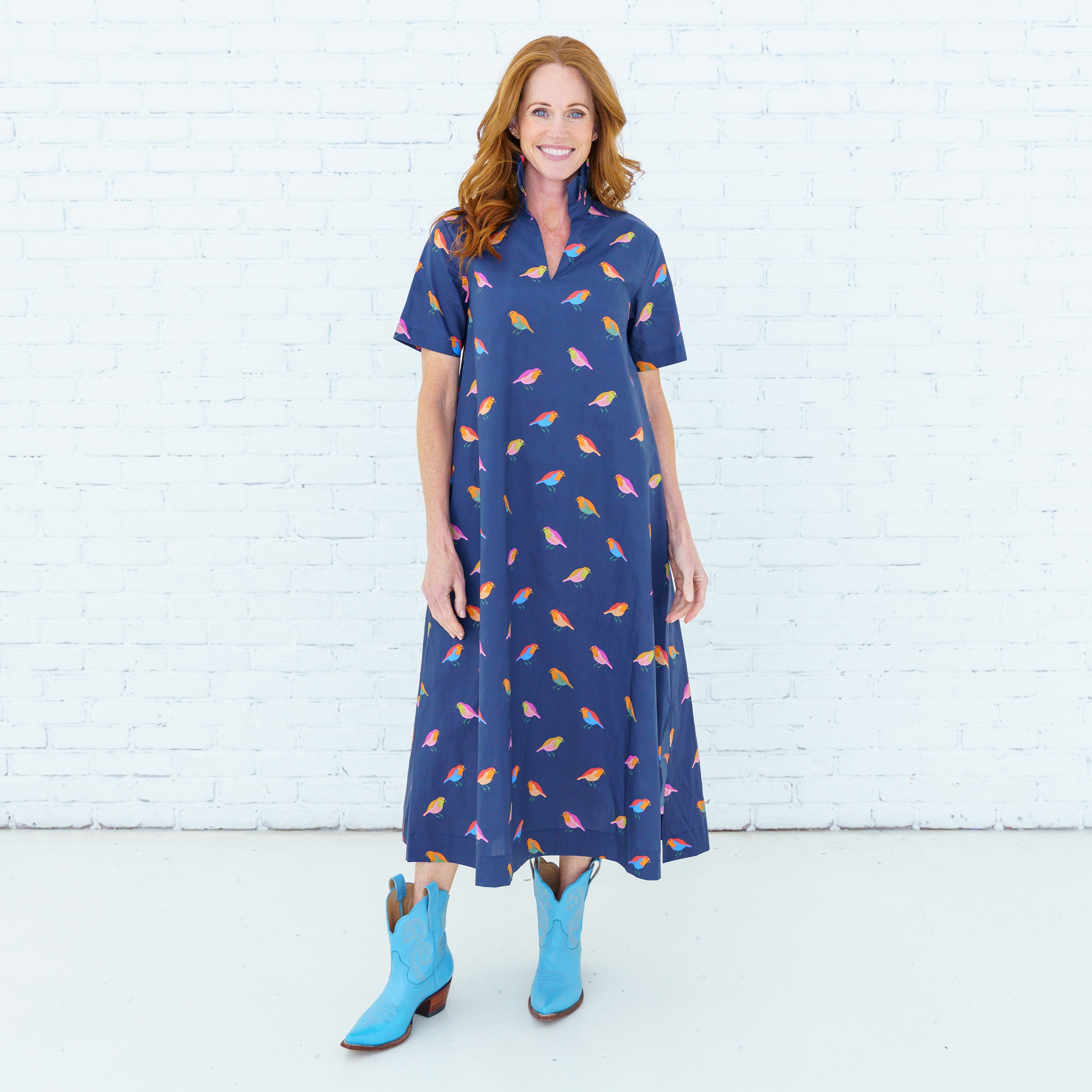 Georgia Bird Dress Navy