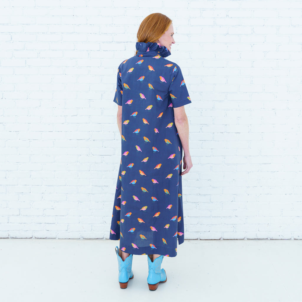 Georgia Bird Dress Navy