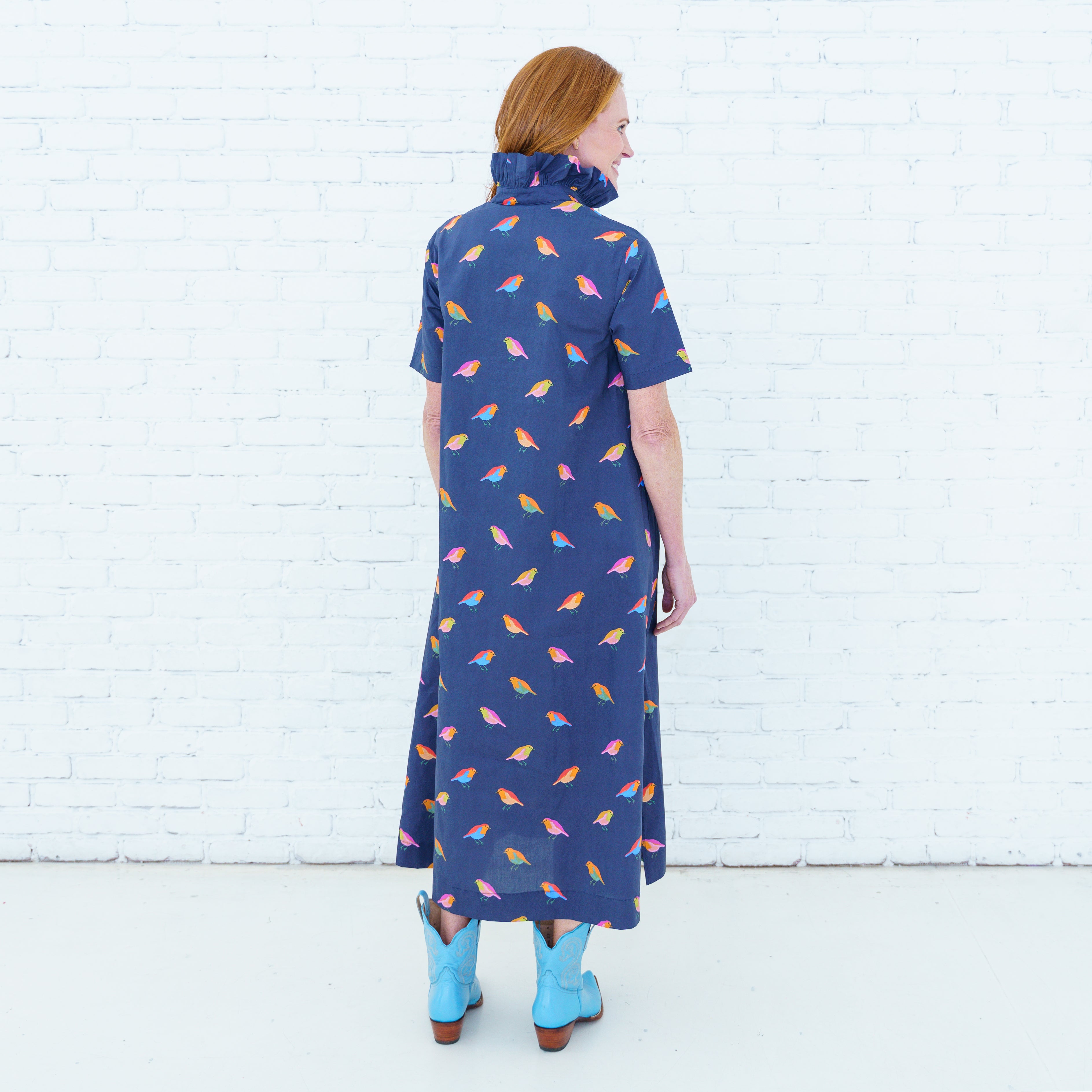 Georgia Bird Dress Navy
