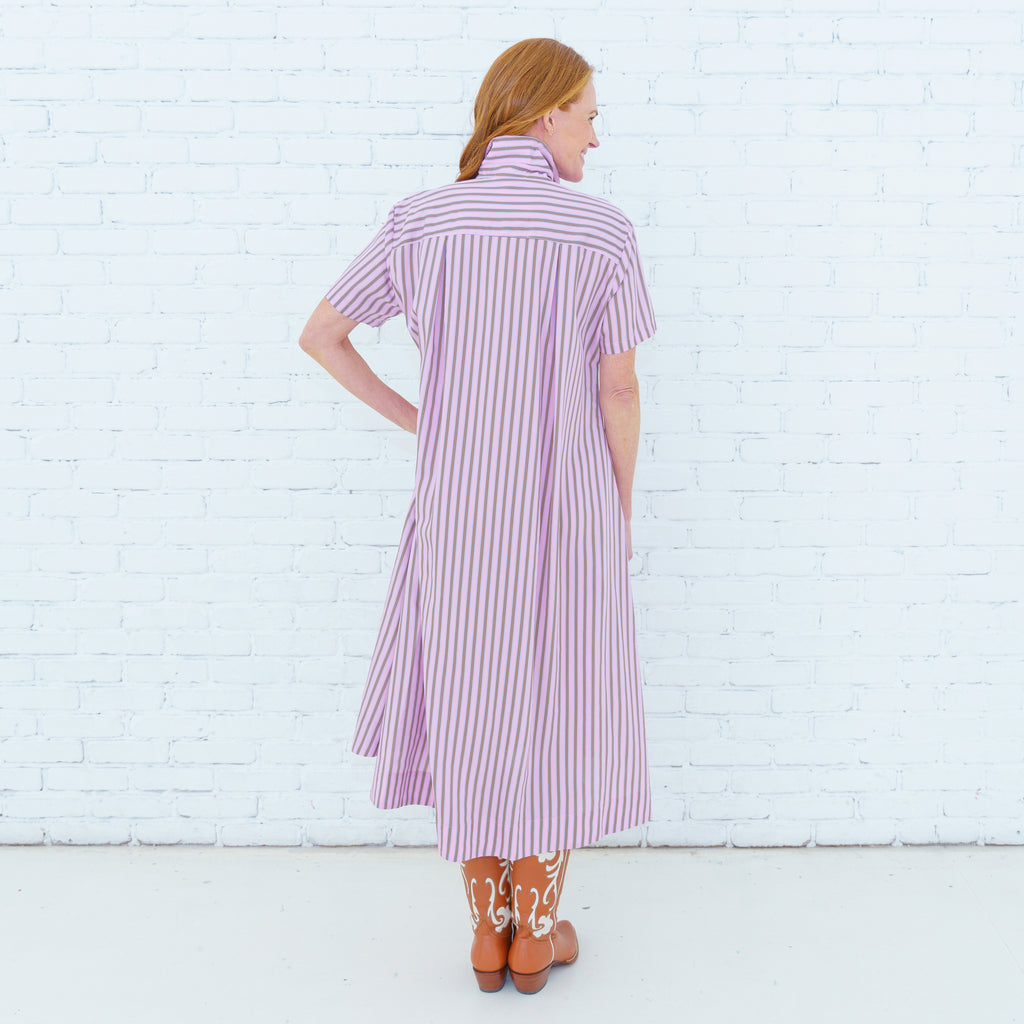Millie Dress Pink/Khaki Stripe
