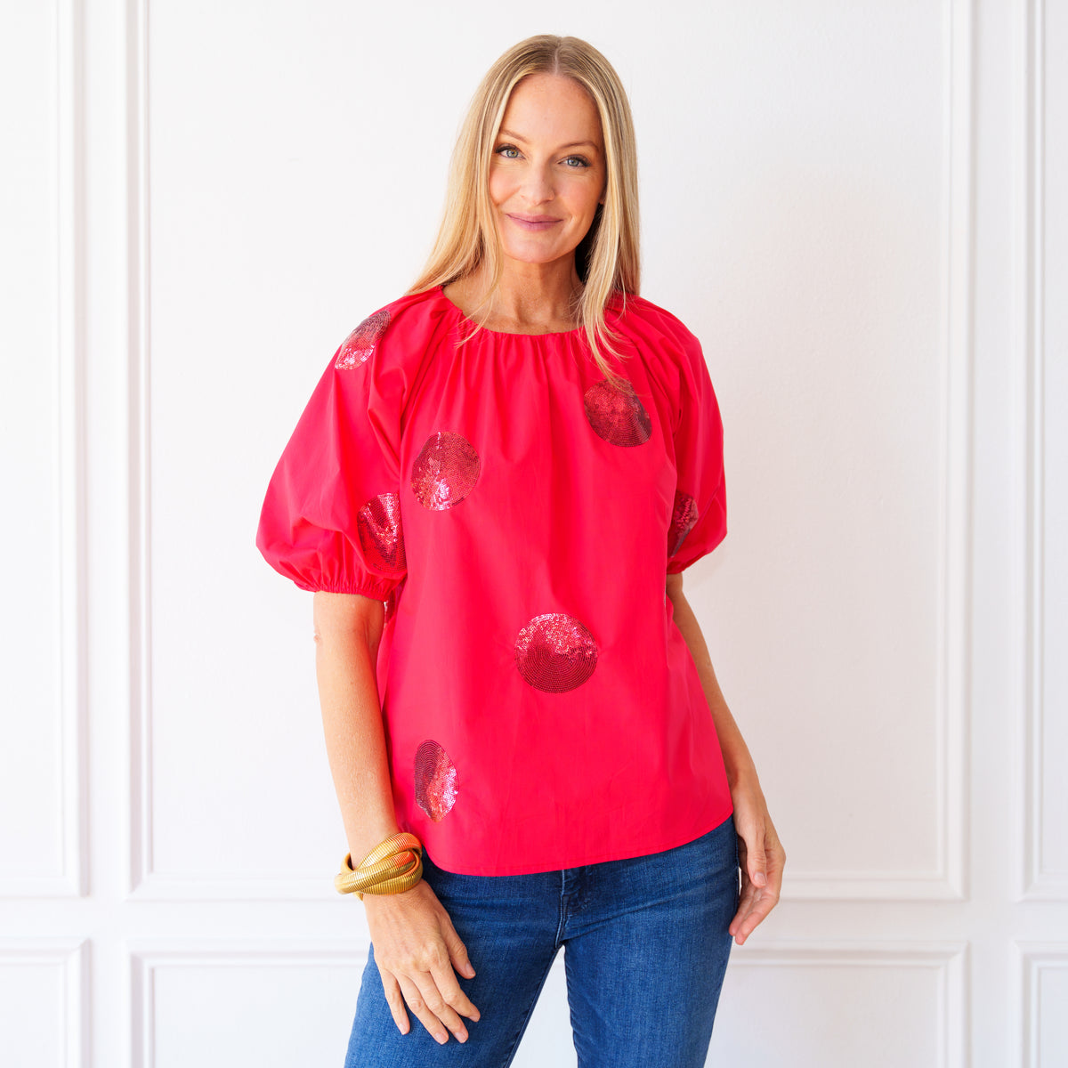 Cami Sequin Top Red