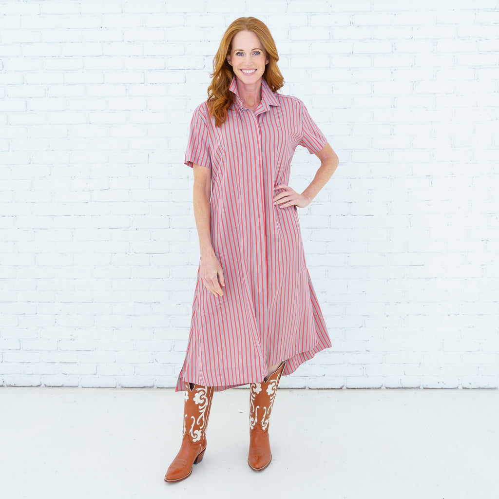 Millie Dress Khaki/Orange Stripe