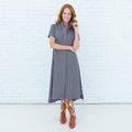Millie Dress Brown/Teal Stripe
