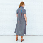Millie Dress Brown/Teal Stripe