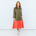 Mimi Dress Olive/Coral
