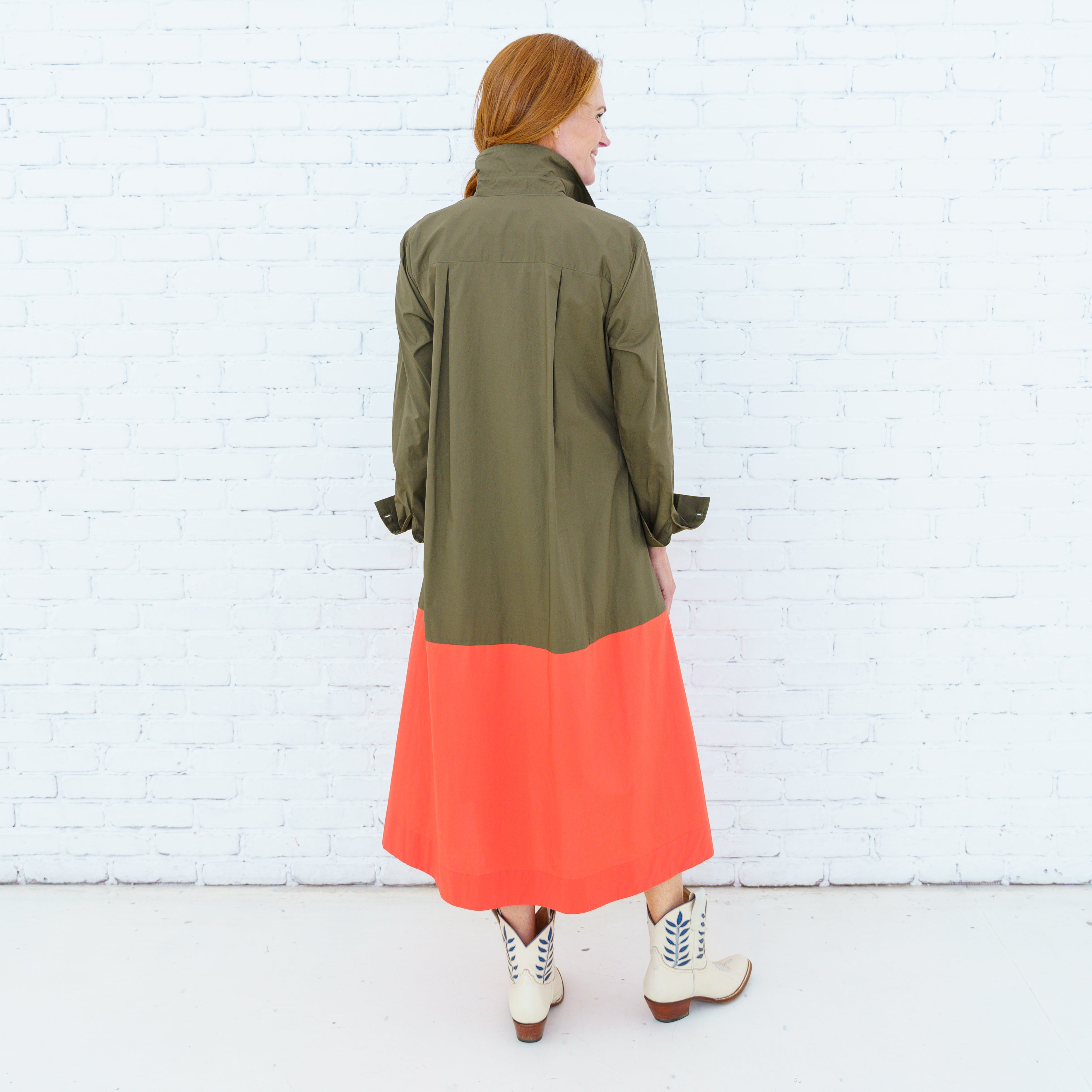 Mimi Dress Olive/Coral
