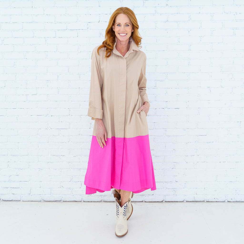 Mimi Dress Khaki/Pink