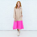 Mimi Dress Khaki/Pink